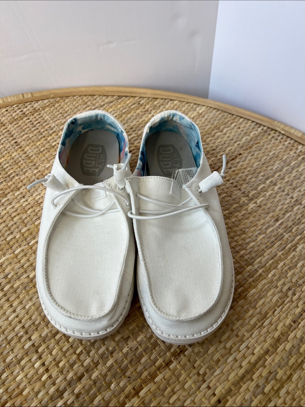 Hey Dude Wendy shoes white boat summer nautical casual everyday womens size 8
